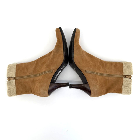 Vtg Y2K Marinelli Womens Suede Shearling Boots Sz 7.5 Cozy Winter Tan 2000s Read - Picture 7 of 15